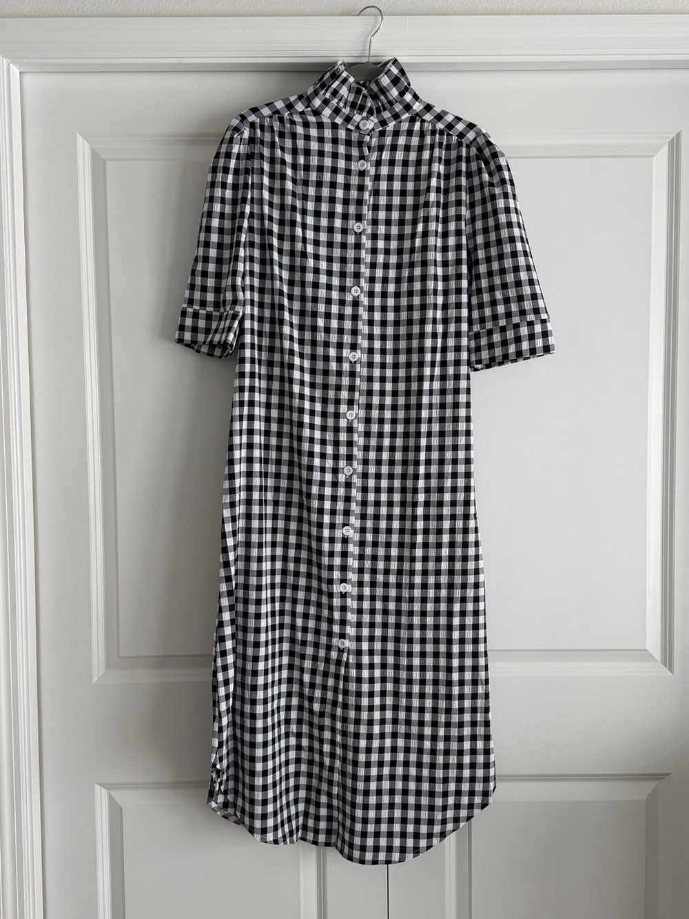 Black and White Gingham Midi Dress